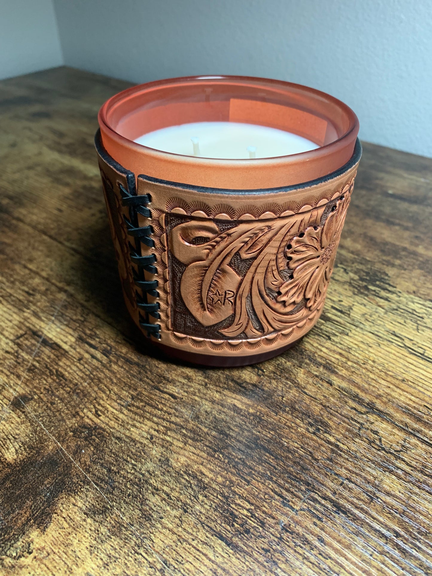 Tooled Candle Wrap and Candle