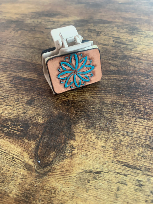 Turquoise Flower Claw Clip - 2 Inch