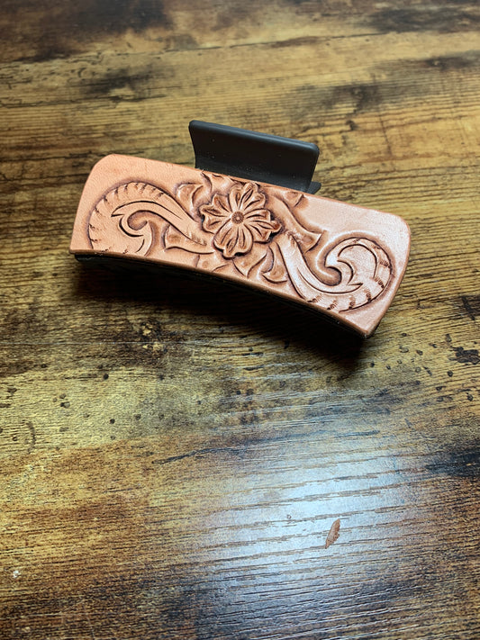Scrolls and Flower Claw Clip - 4 inch