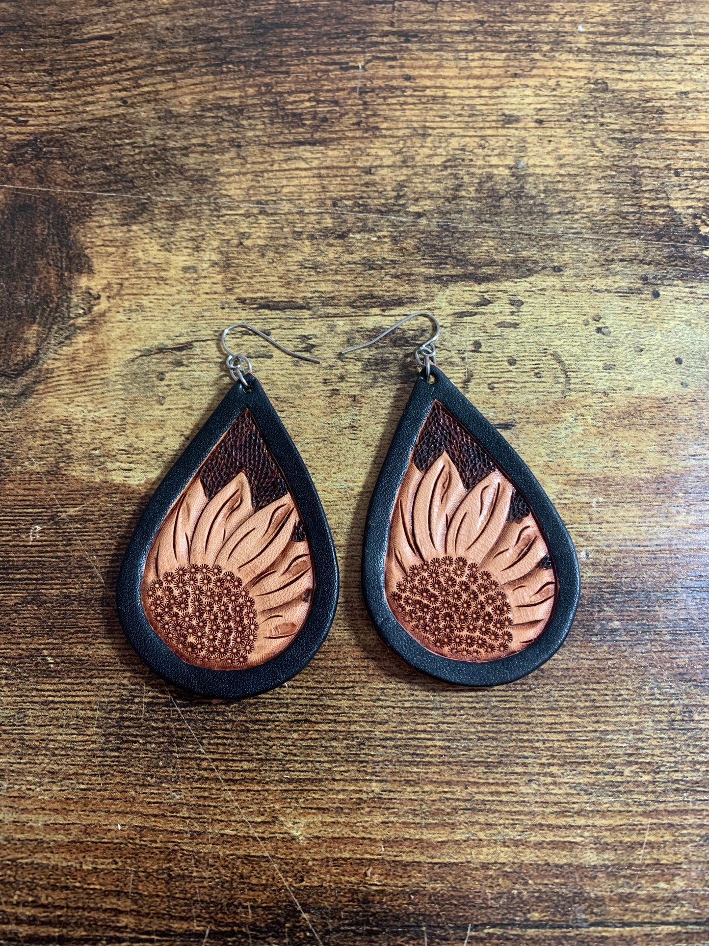 Sunflower Teardrop Earrings - Large