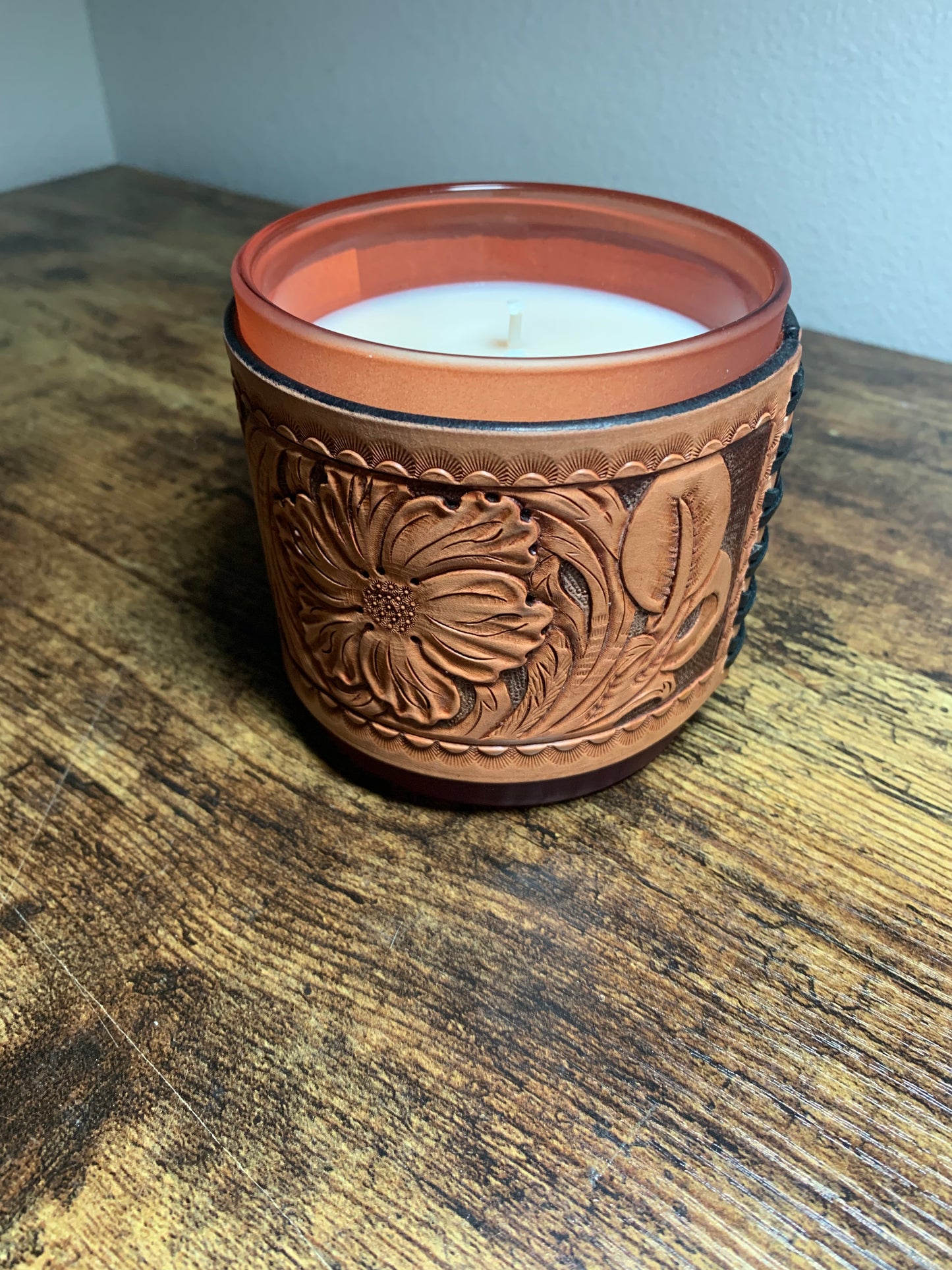 Tooled Candle Wrap and Candle